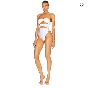 Adriana Degreas White Sequin High Leg Swimsuit